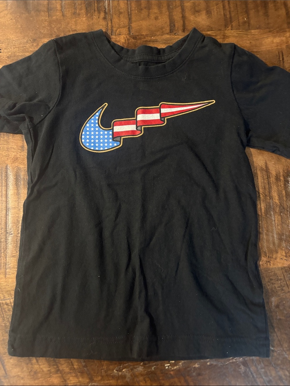 Nike Black T‑Shirt with Red, White & Blue Flag Swoosh